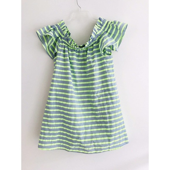 Anthropologie | Corey Lynn Calter Stripe Dress XS Off Shoulder Tunic Green - Picture 2 of 10